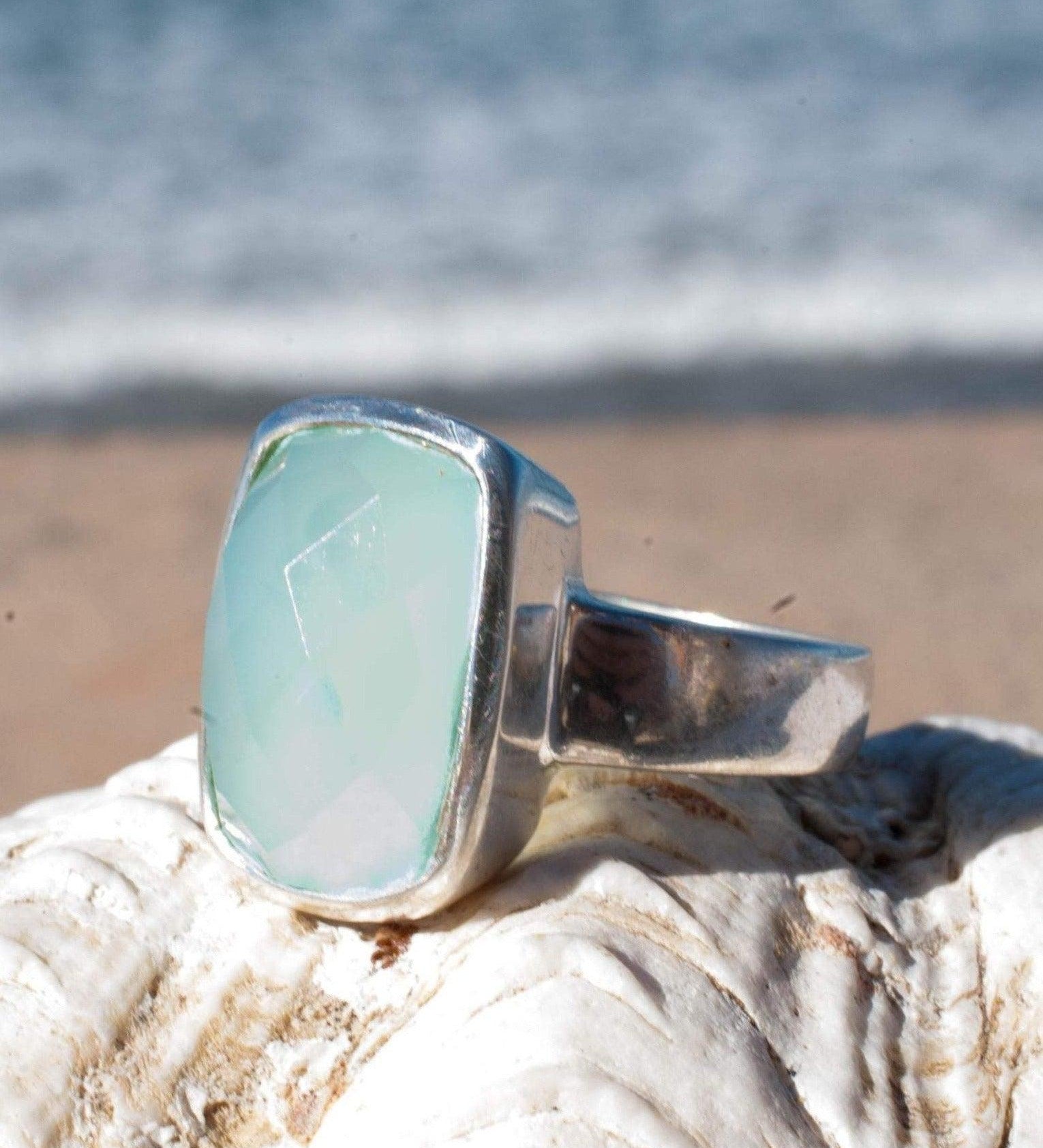 Aqua Chalcedony Ring ~ Sterling Silver 925 ~ MR149 - Maresia Jewelry