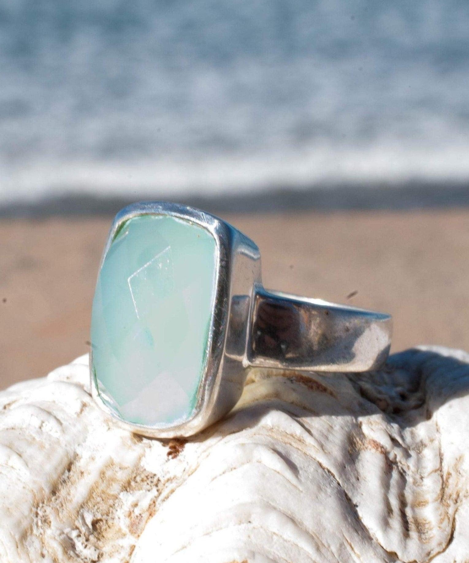 Aqua Chalcedony Ring ~ Sterling Silver 925 ~ MR149 - Maresia Jewelry