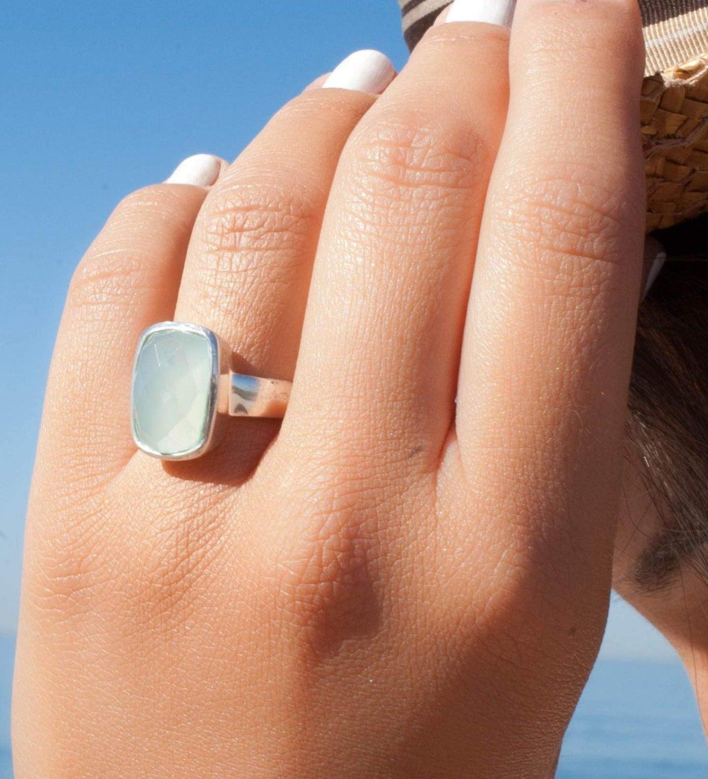Aqua Chalcedony Ring ~ Sterling Silver 925 ~ MR149 - Maresia Jewelry