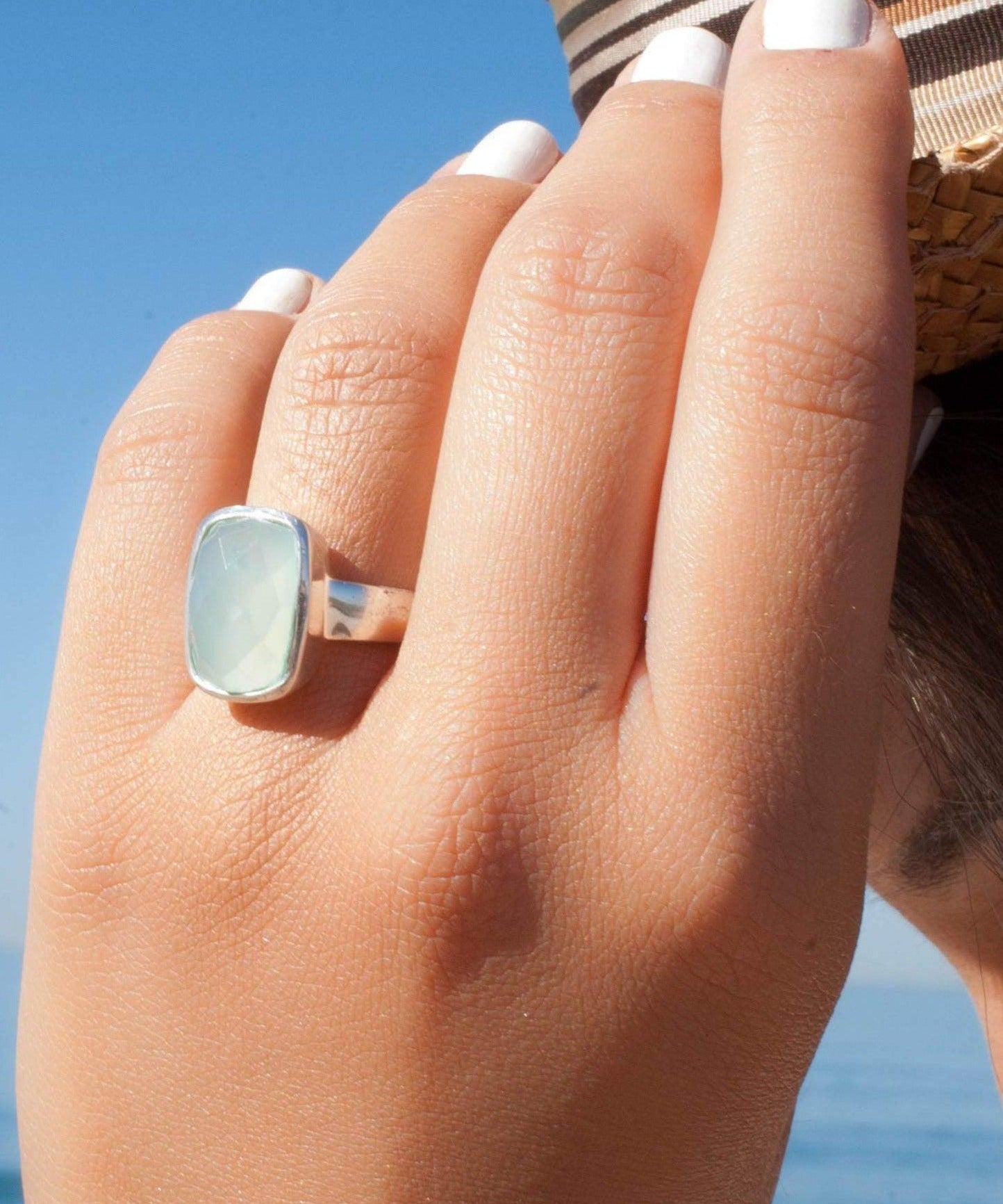 Aqua Chalcedony Ring ~ Sterling Silver 925 ~ MR149 - Maresia Jewelry