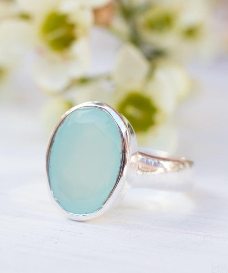 Aqua Chalcedony Ring ~ Sterling Silver 925 ~ MR176 - Maresia Jewelry