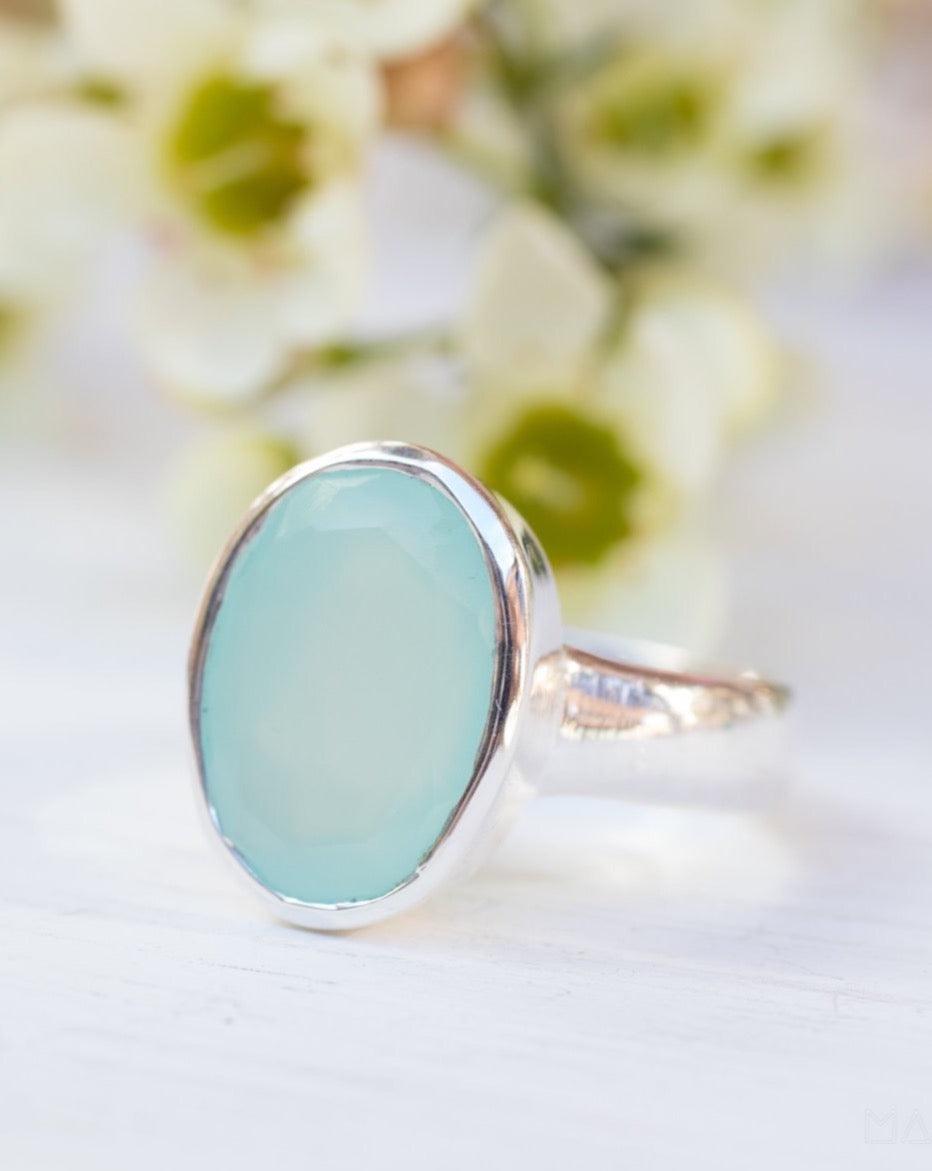 Aqua Chalcedony Ring ~ Sterling Silver 925 ~ MR176 - Maresia Jewelry