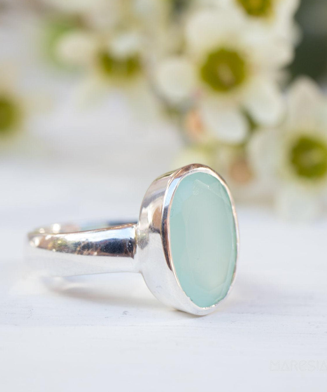 Aqua Chalcedony Ring ~ Sterling Silver 925 ~ MR176 - Maresia Jewelry