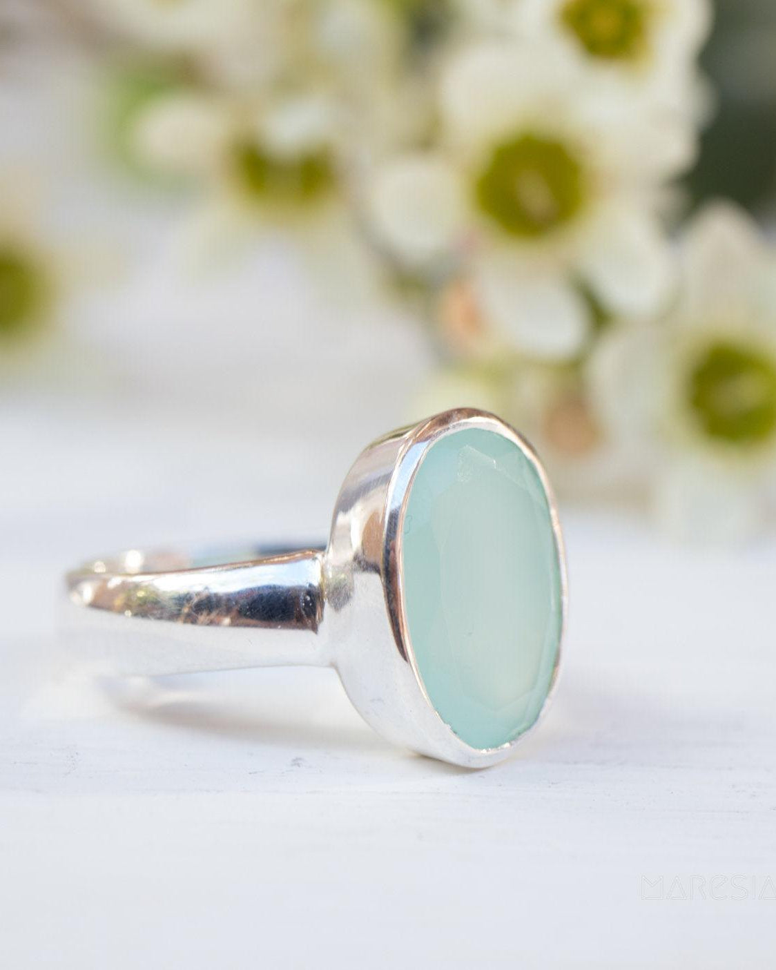 Aqua Chalcedony Ring ~ Sterling Silver 925 ~ MR176 - Maresia Jewelry