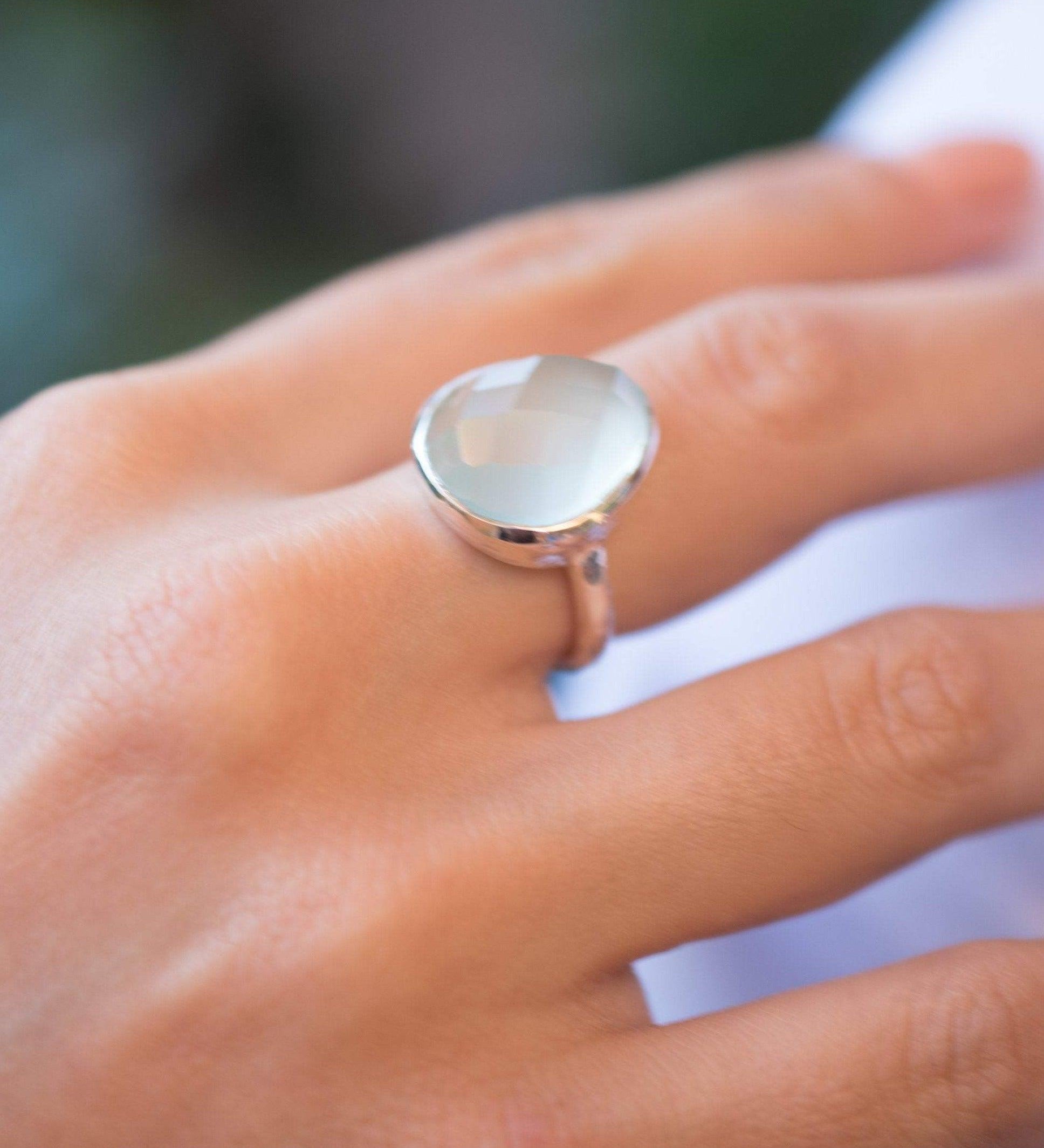 Aqua Chalcedony Ring ~ Sterling Silver 925 ~ MR215 - Maresia Jewelry