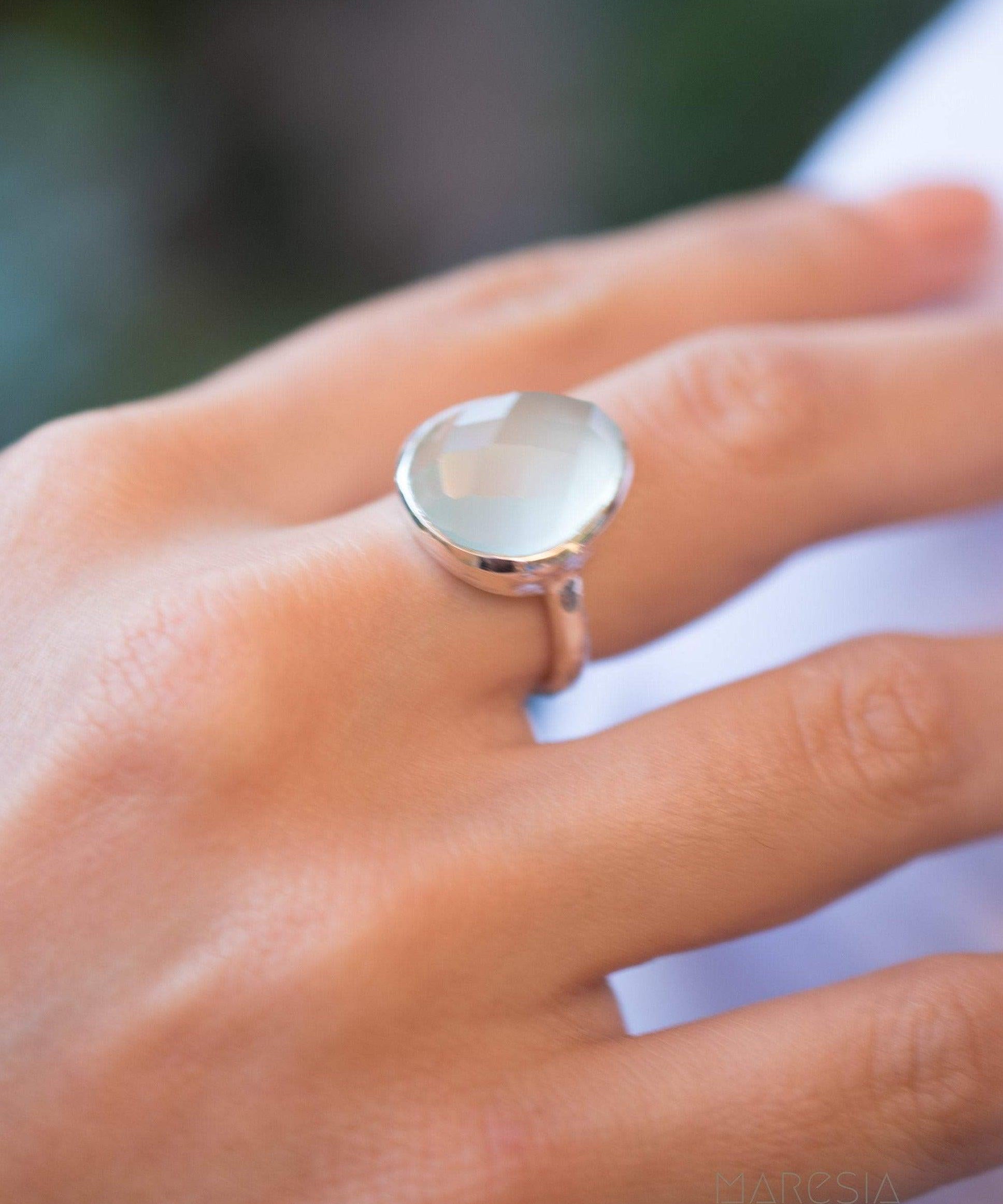 Aqua Chalcedony Ring ~ Sterling Silver 925 ~ MR215 - Maresia Jewelry