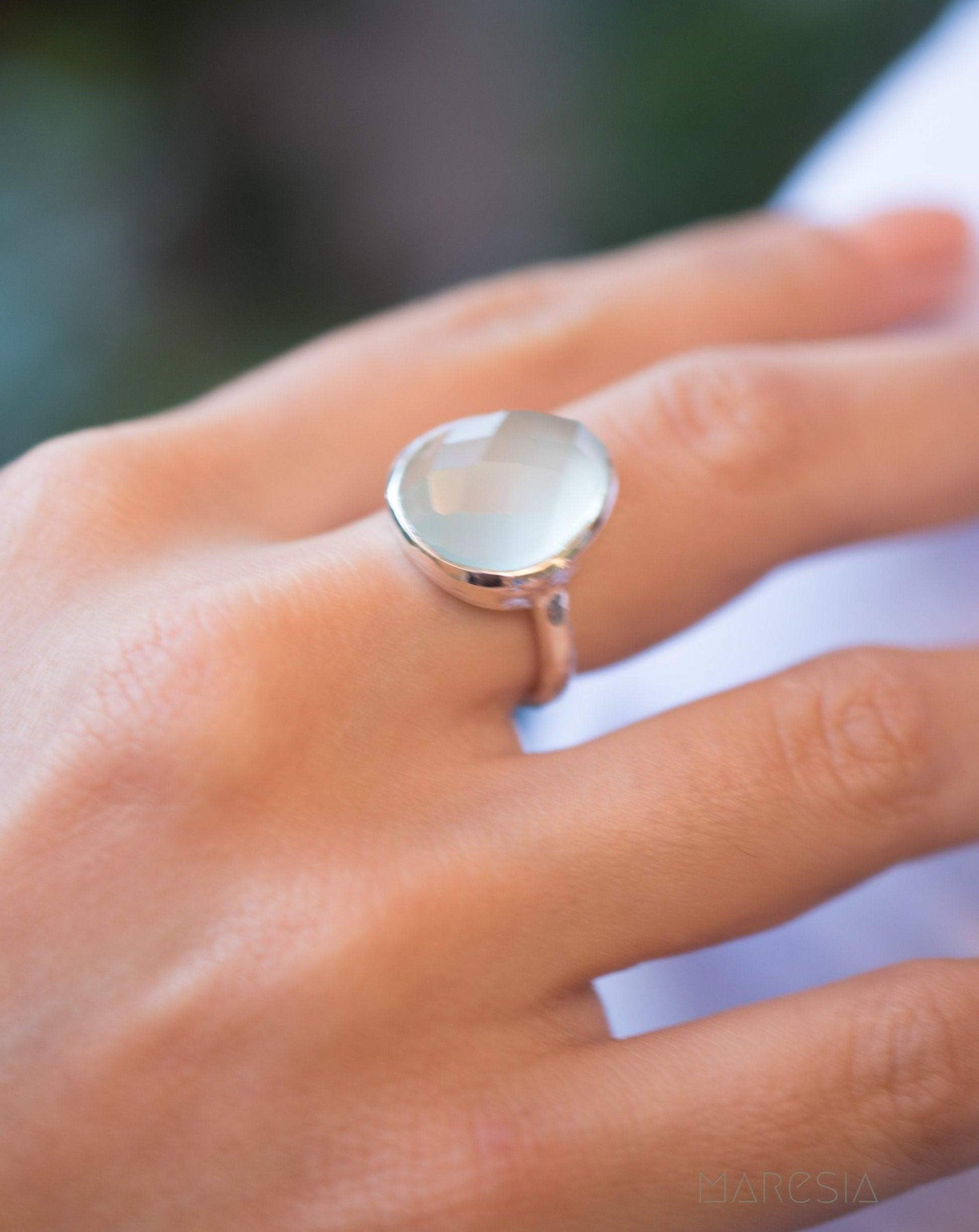 Aqua Chalcedony Ring ~ Sterling Silver 925 ~ MR215 - Maresia Jewelry