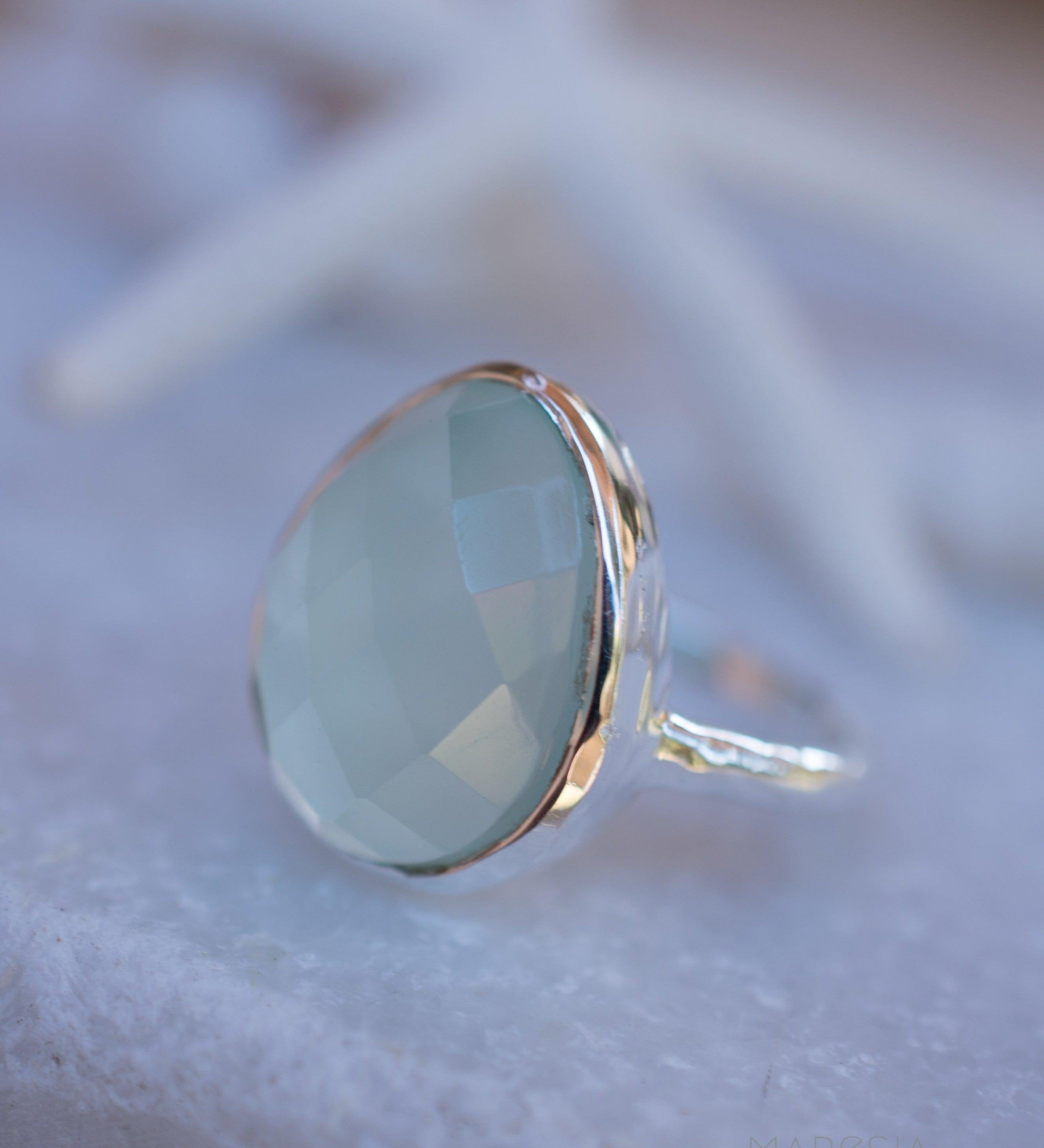 Aqua Chalcedony Ring ~ Sterling Silver 925 ~ MR215 - Maresia Jewelry
