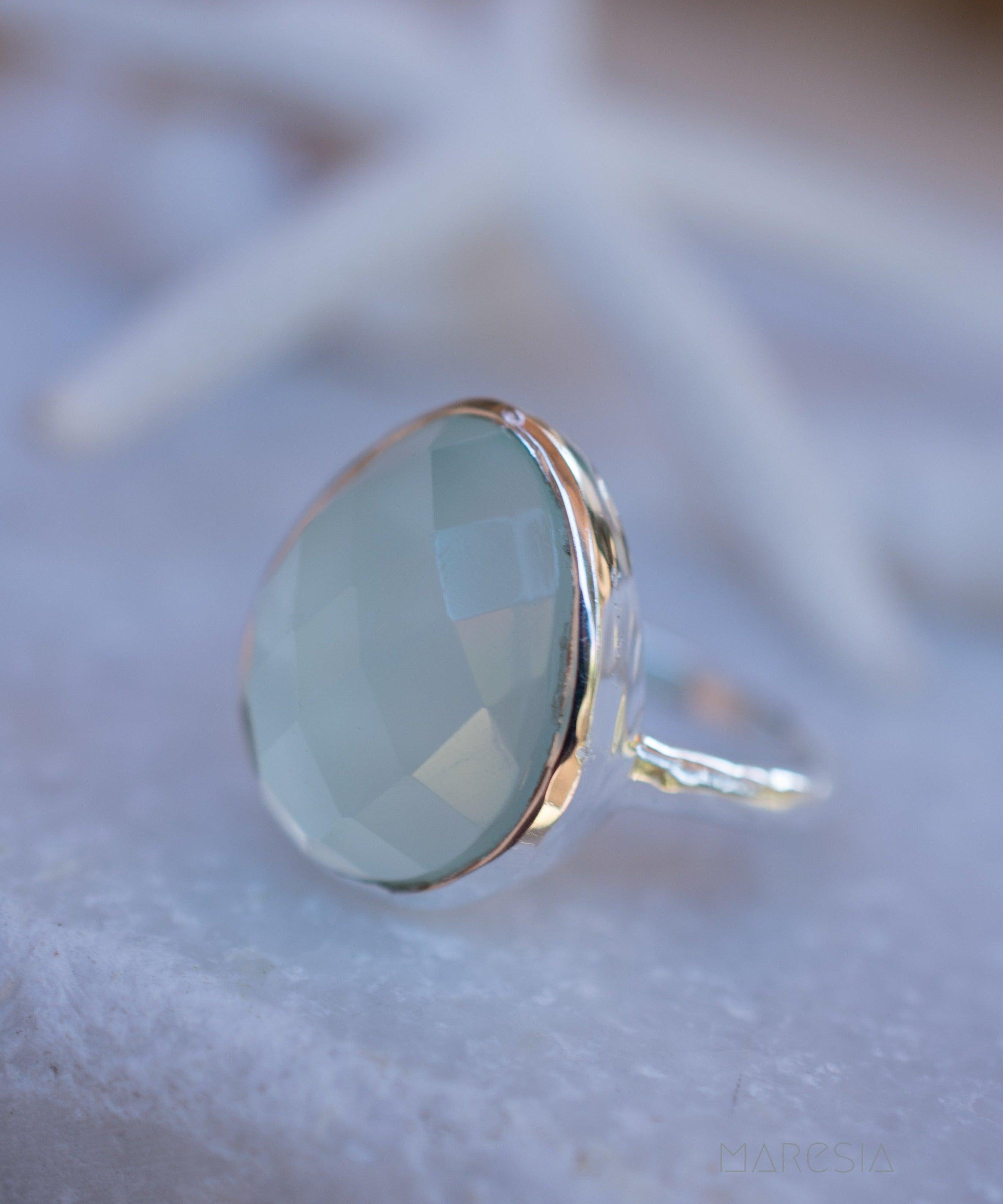 Aqua Chalcedony Ring ~ Sterling Silver 925 ~ MR215 - Maresia Jewelry