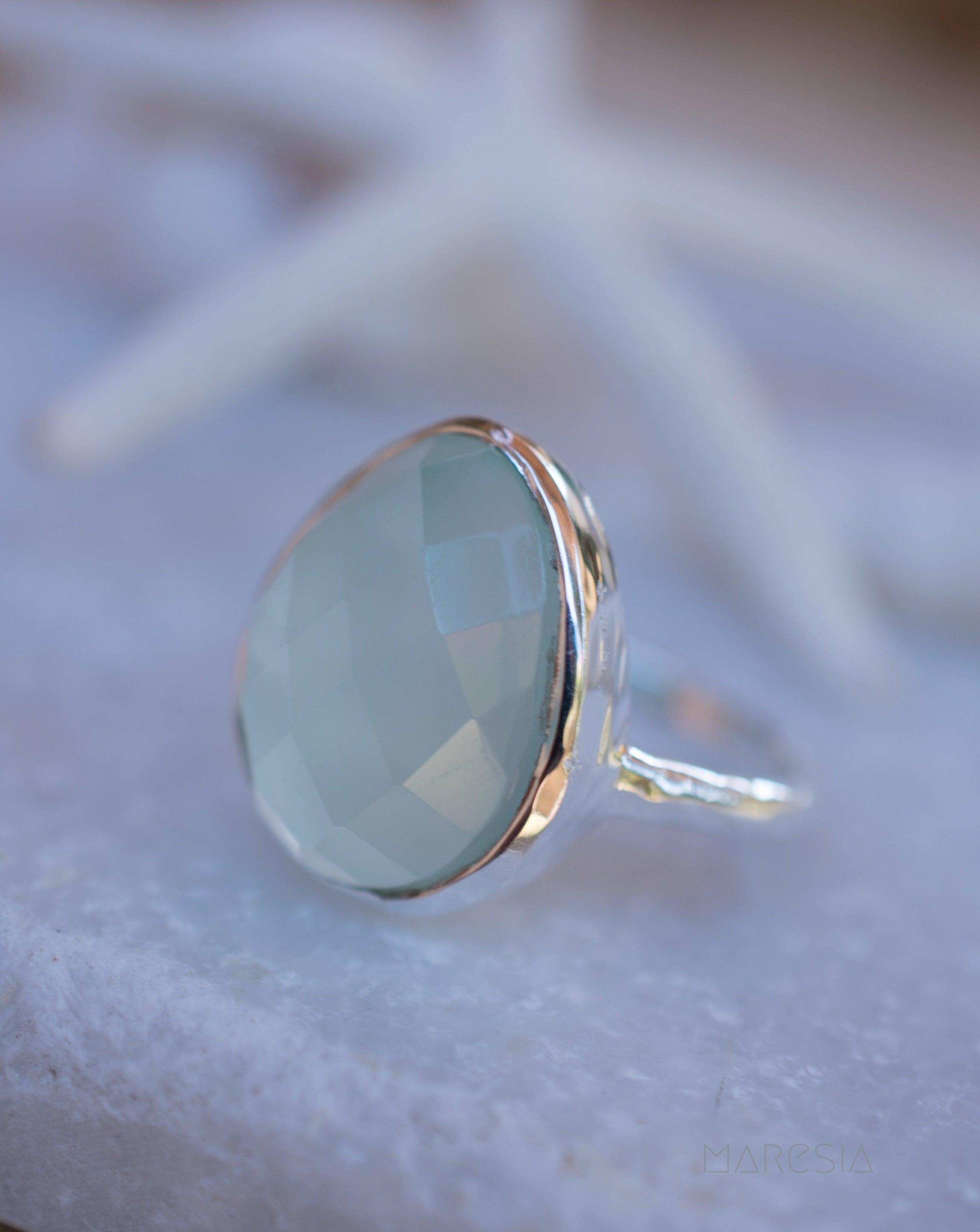 Aqua Chalcedony Ring ~ Sterling Silver 925 ~ MR215 - Maresia Jewelry
