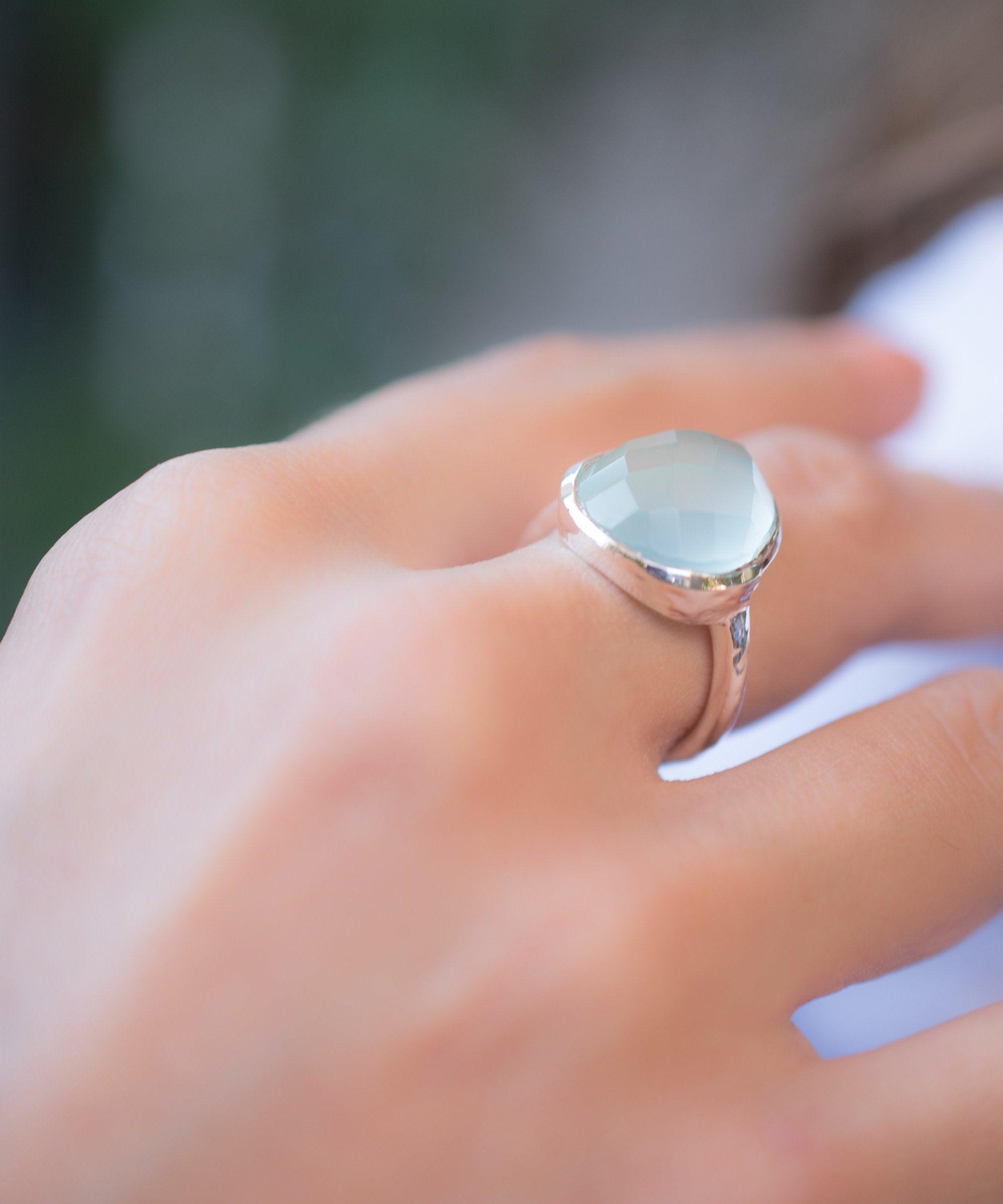 Aqua Chalcedony Ring ~ Sterling Silver 925 ~ MR215 - Maresia Jewelry