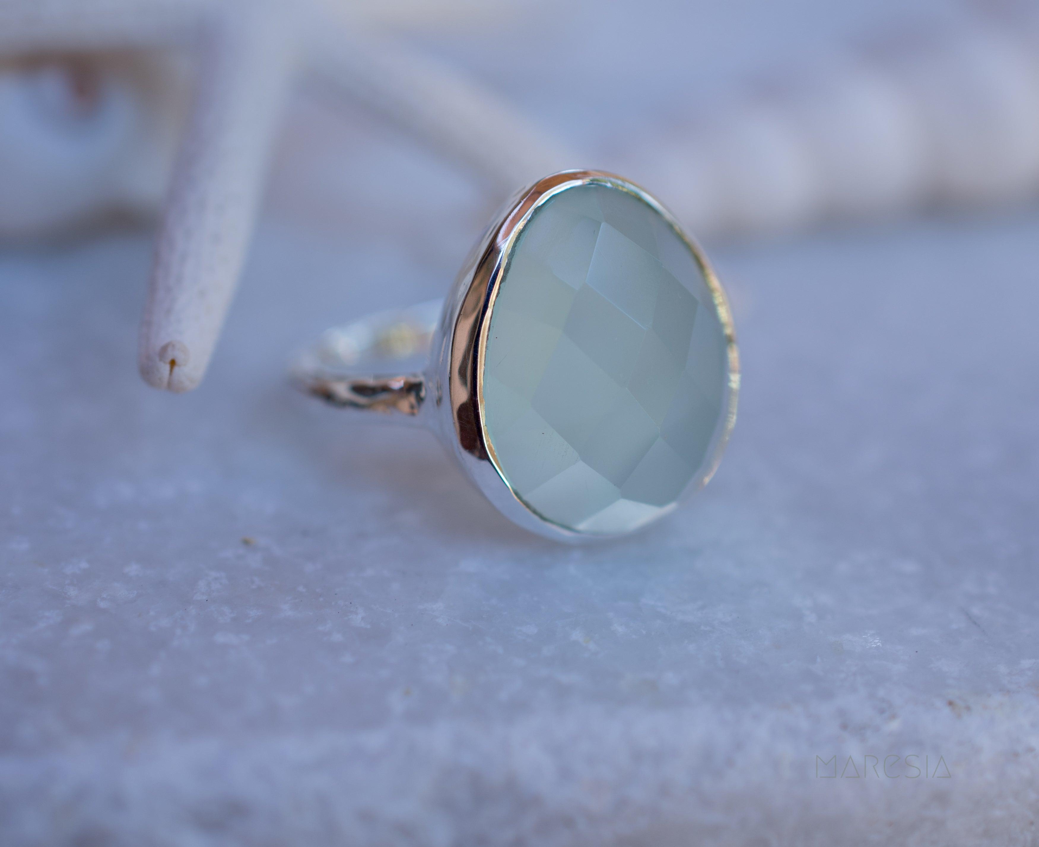 Aqua Chalcedony Ring ~ Sterling Silver 925 ~ MR215 - Maresia Jewelry