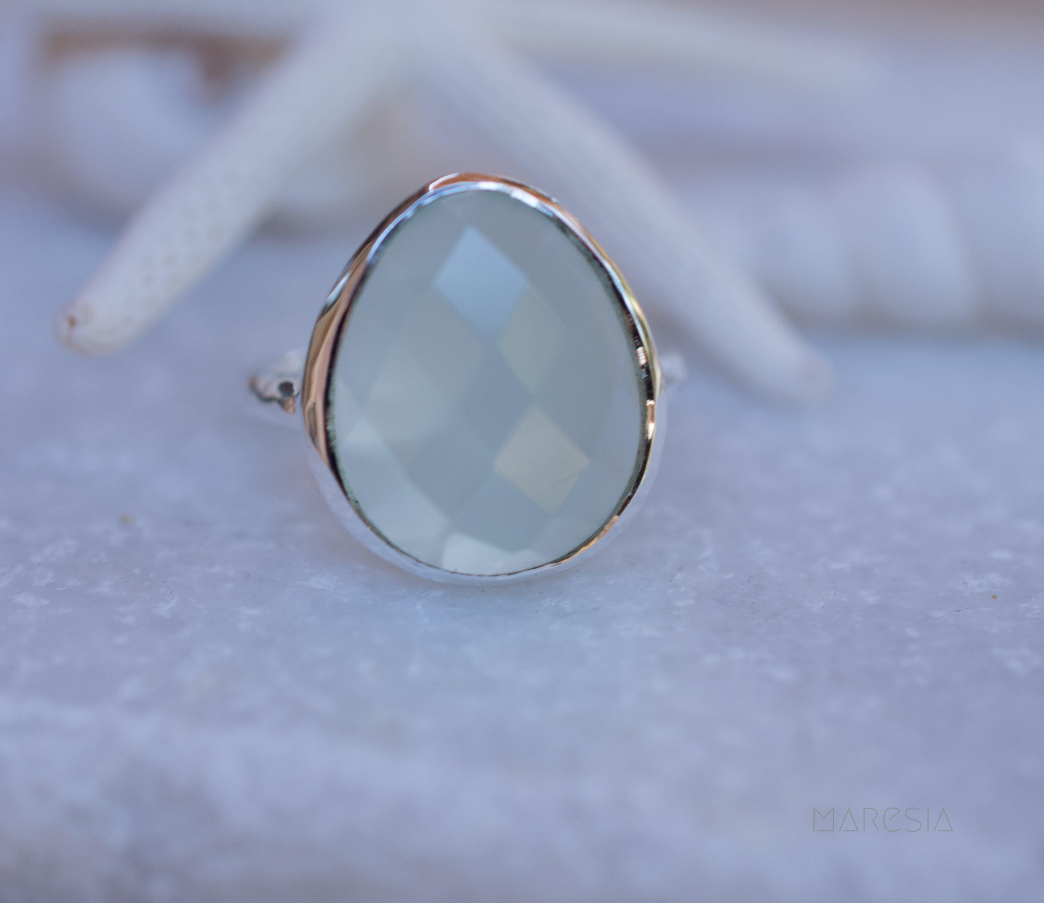 Aqua Chalcedony Ring ~ Sterling Silver 925 ~ MR215 - Maresia Jewelry