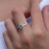 Aqua Chalcedony Ring ~ Delicate ~ Sterling Silver 925 ~ Handmade ~ Gemstone~Statement ~Everyday~ Hippie~Bohemian~Stackable MR241