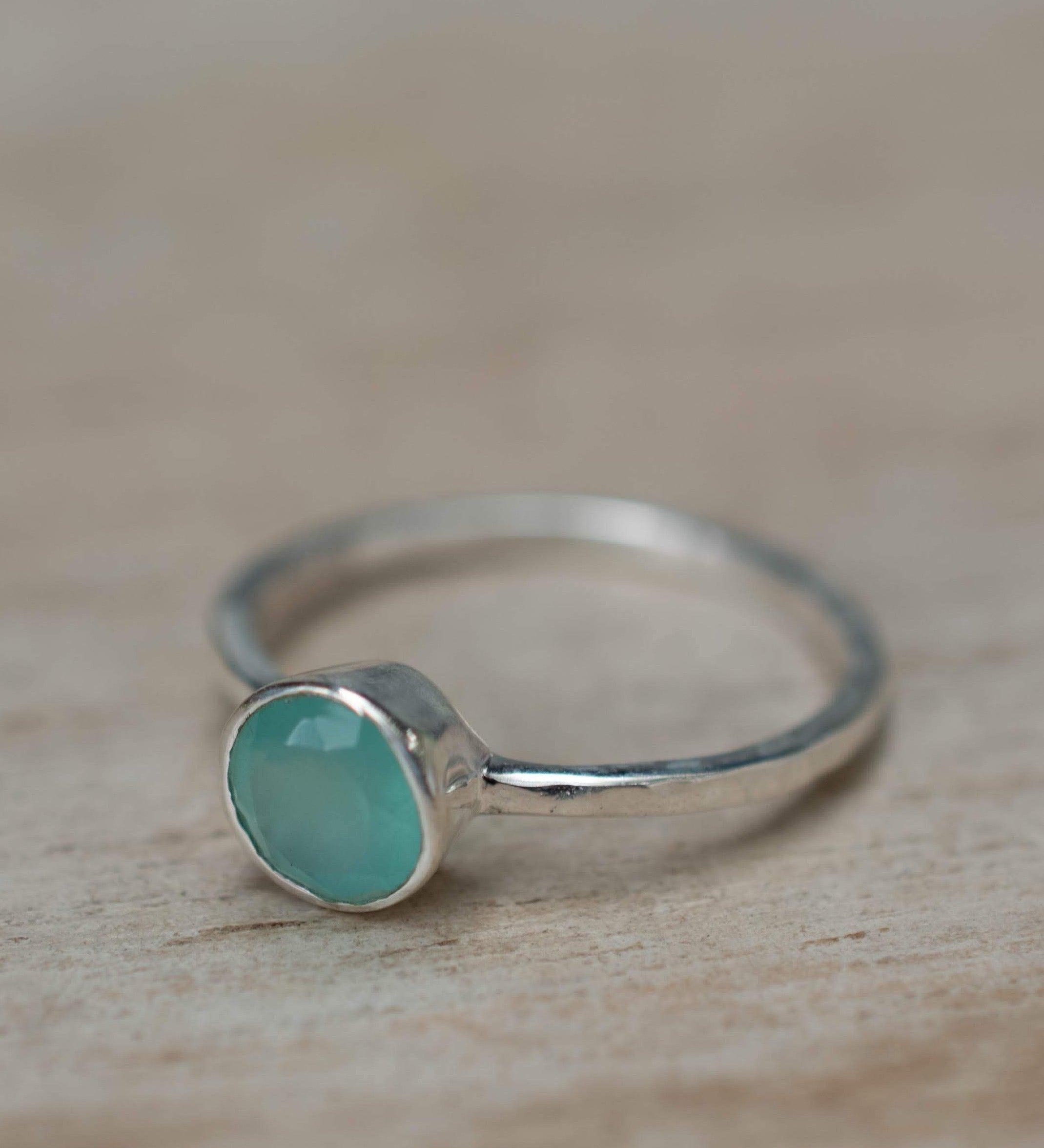 Aqua Chalcedony Ring ~ Delicate ~ Sterling Silver 925 ~ Handmade ~ Gemstone~Statement ~Everyday~ Hippie~Bohemian~Stackable MR241