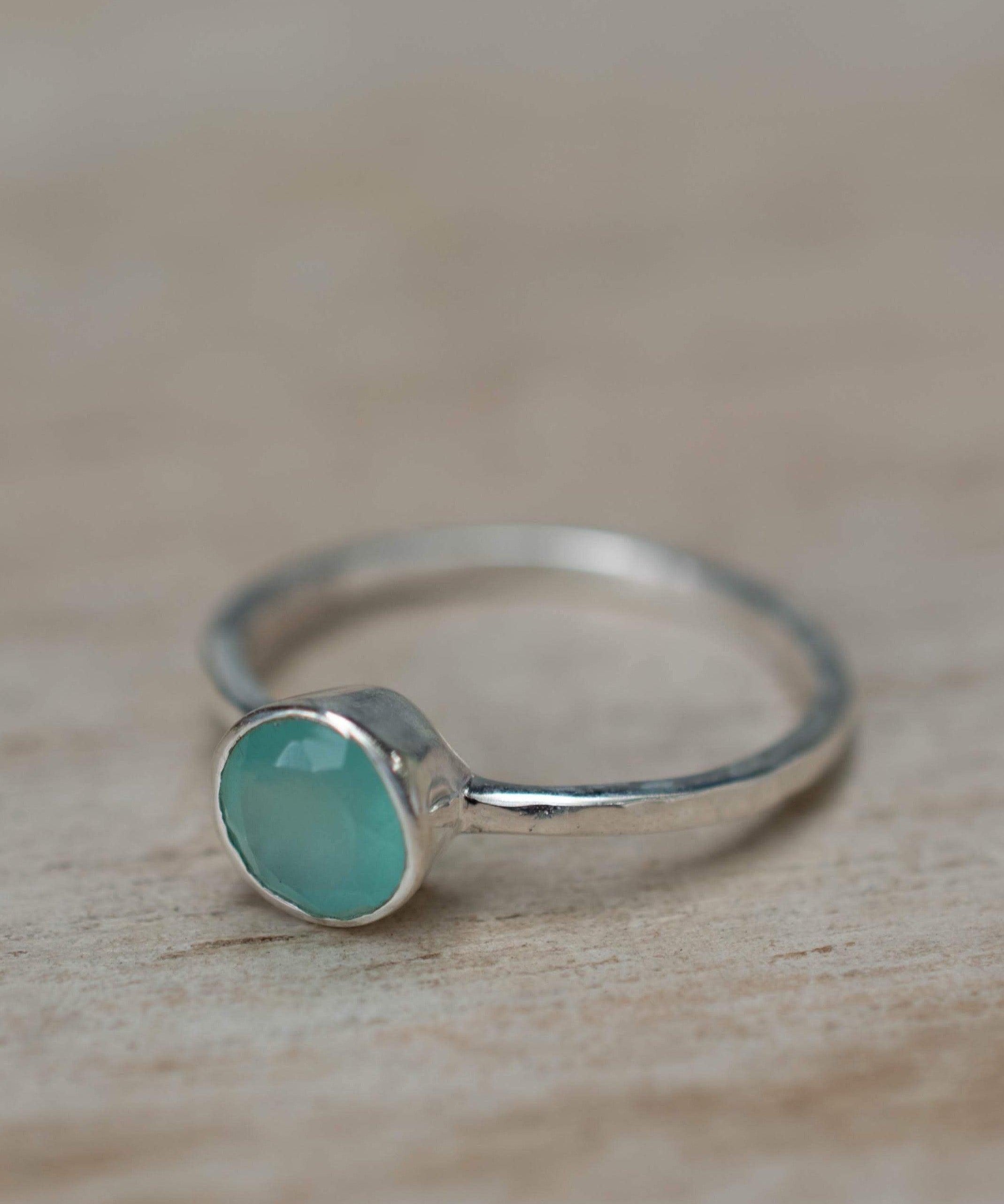 Aqua Chalcedony Ring ~ Delicate ~ Sterling Silver 925 ~ Handmade ~ Gemstone~Statement ~Everyday~ Hippie~Bohemian~Stackable MR241
