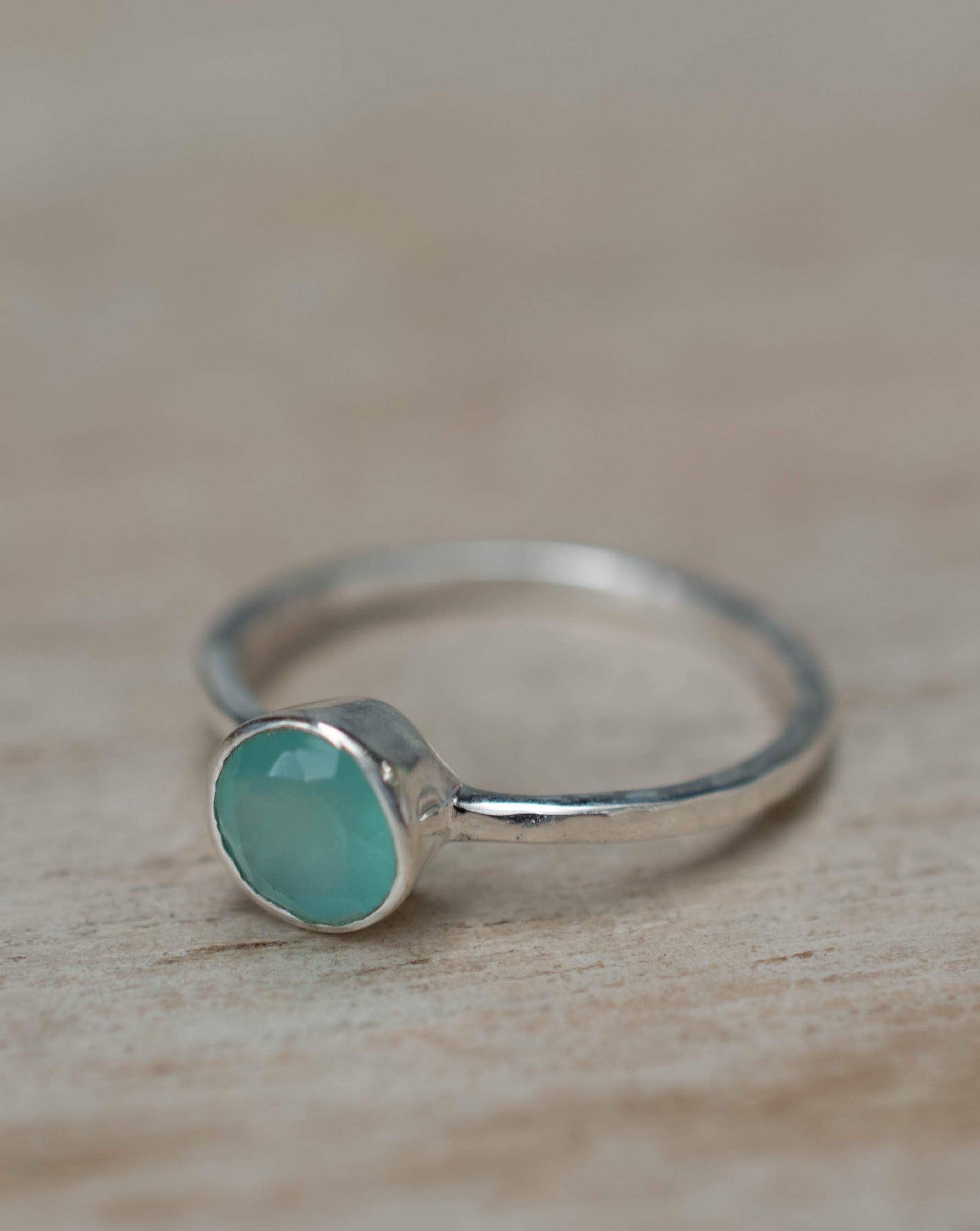 Aqua Chalcedony Ring ~ Delicate ~ Sterling Silver 925 ~ Handmade ~ Gemstone~Statement ~Everyday~ Hippie~Bohemian~Stackable MR241