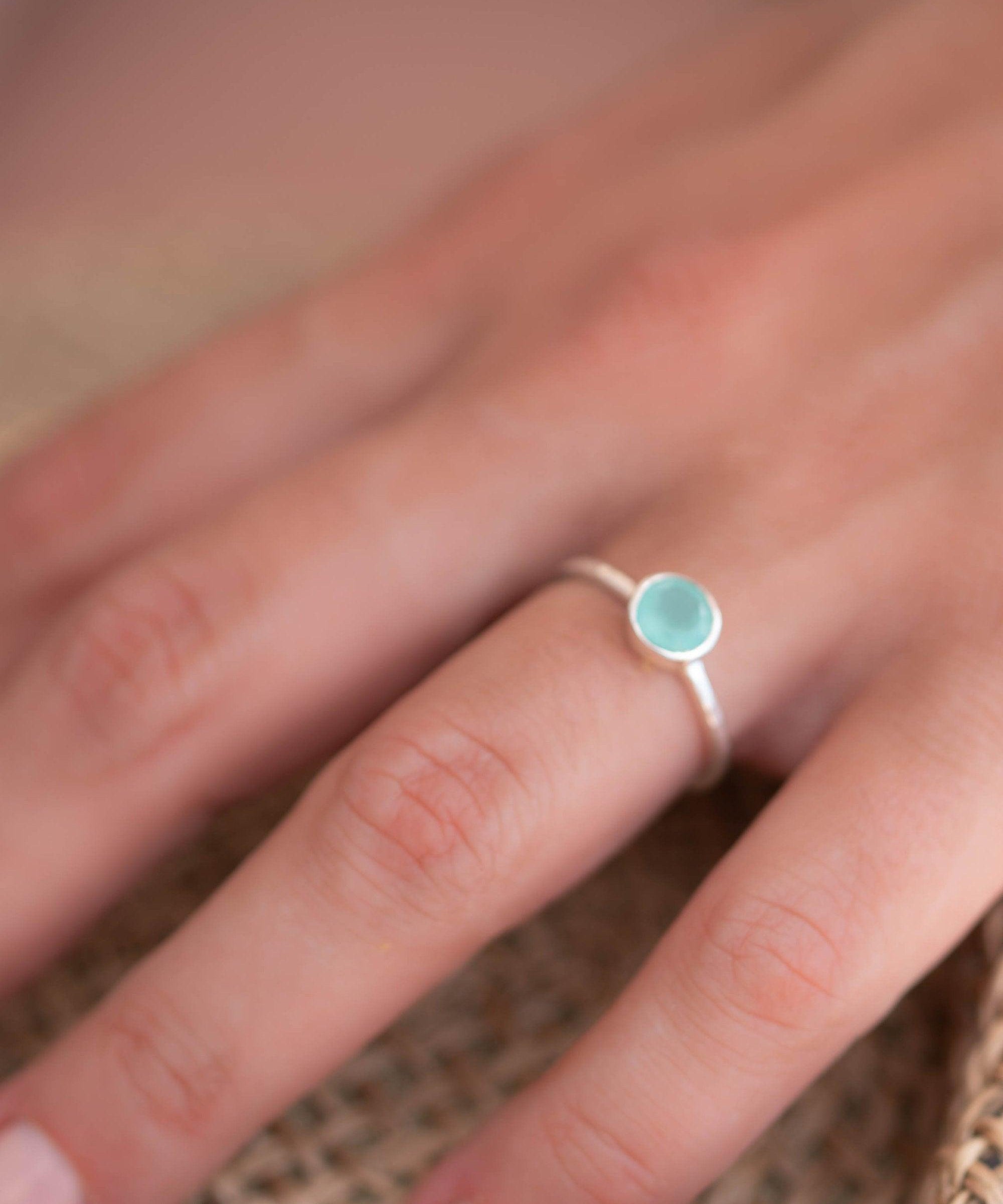 Aqua Chalcedony Ring ~ Delicate ~ Sterling Silver 925 ~ Handmade ~ Gemstone~Statement ~Everyday~ Hippie~Bohemian~Stackable MR241