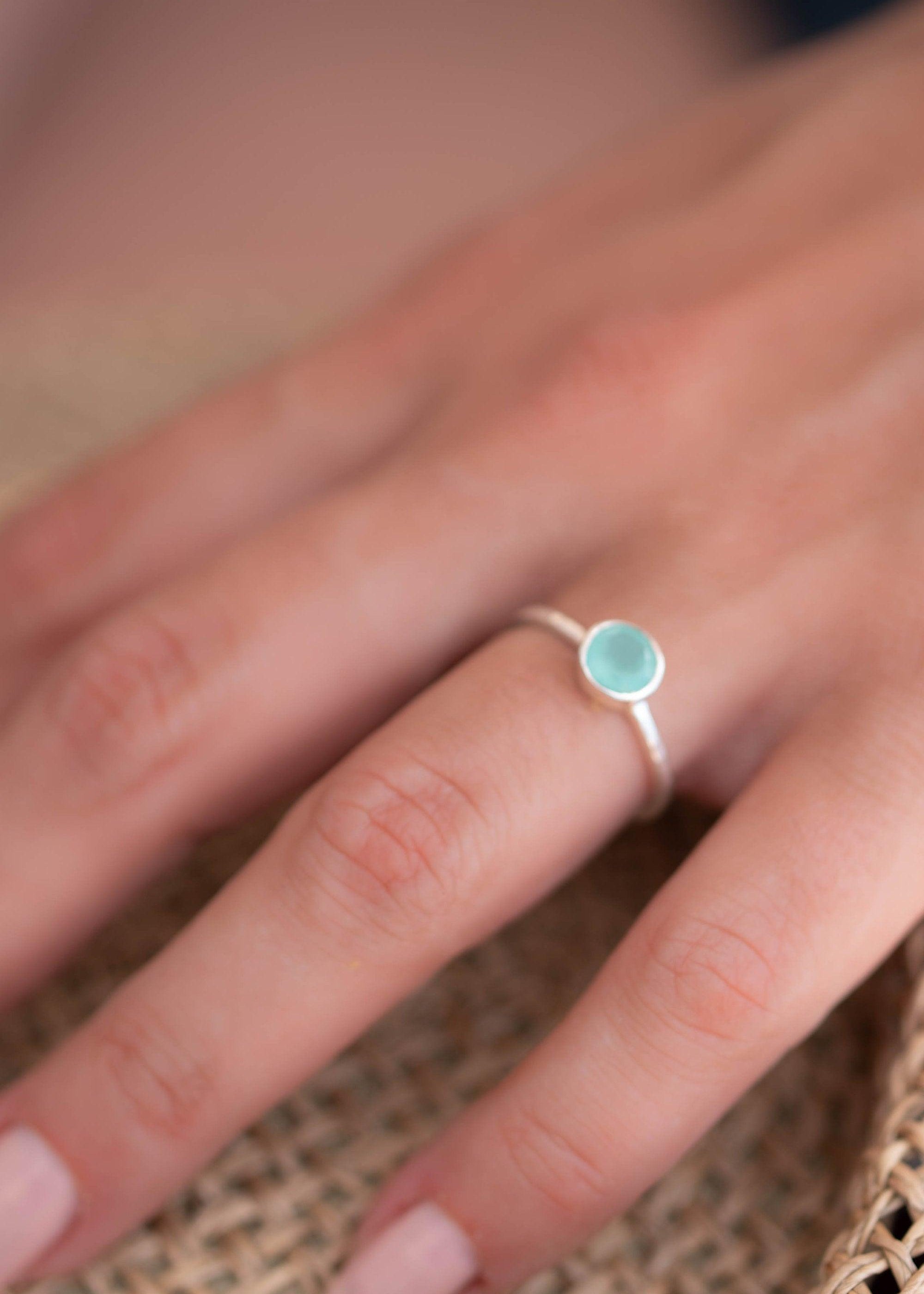 Aqua Chalcedony Ring ~ Delicate ~ Sterling Silver 925 ~ Handmade ~ Gemstone~Statement ~Everyday~ Hippie~Bohemian~Stackable MR241