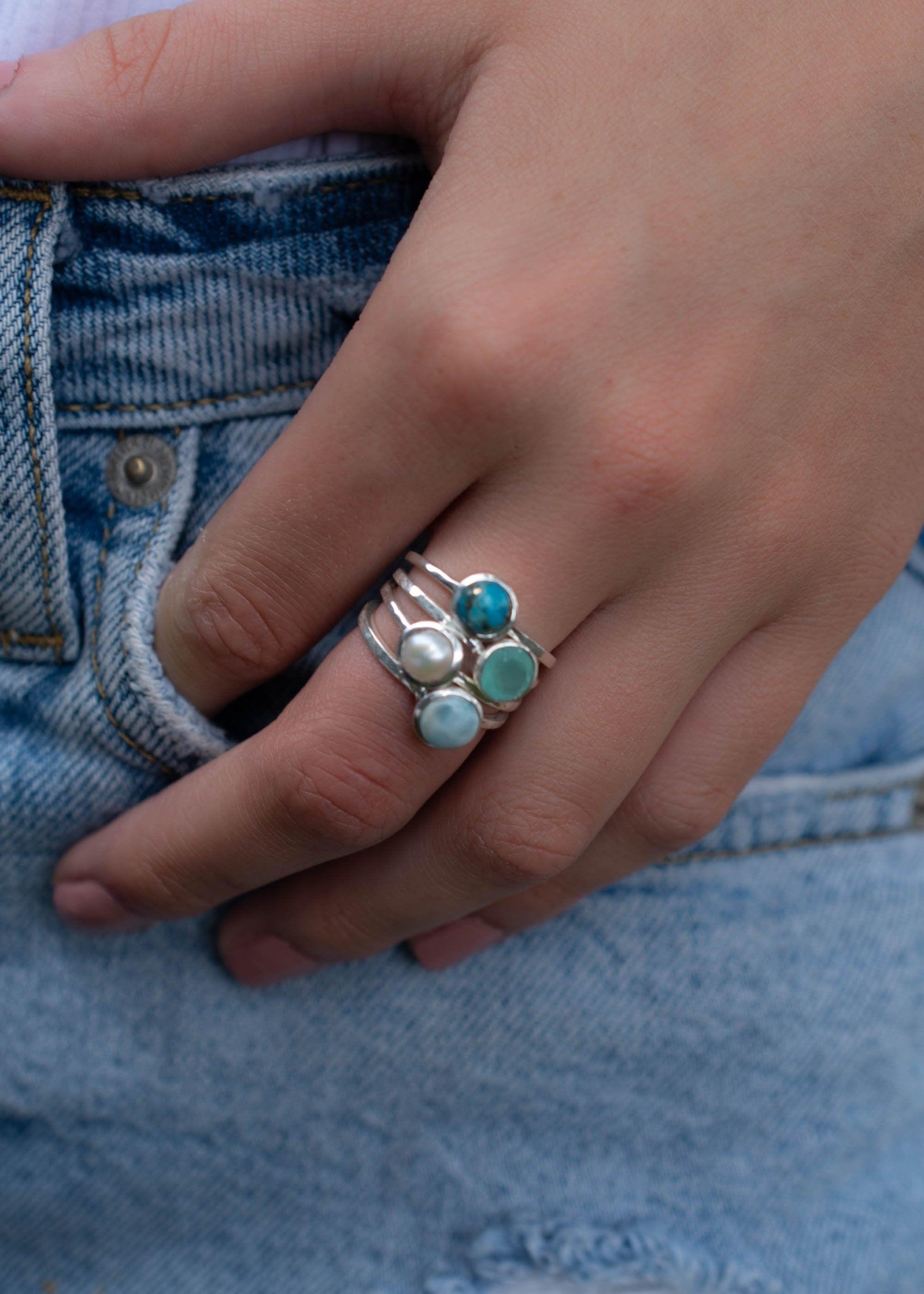 Aqua Chalcedony Ring ~ Delicate ~ Sterling Silver 925 ~ Handmade ~ Gemstone~Statement ~Everyday~ Hippie~Bohemian~Stackable MR241