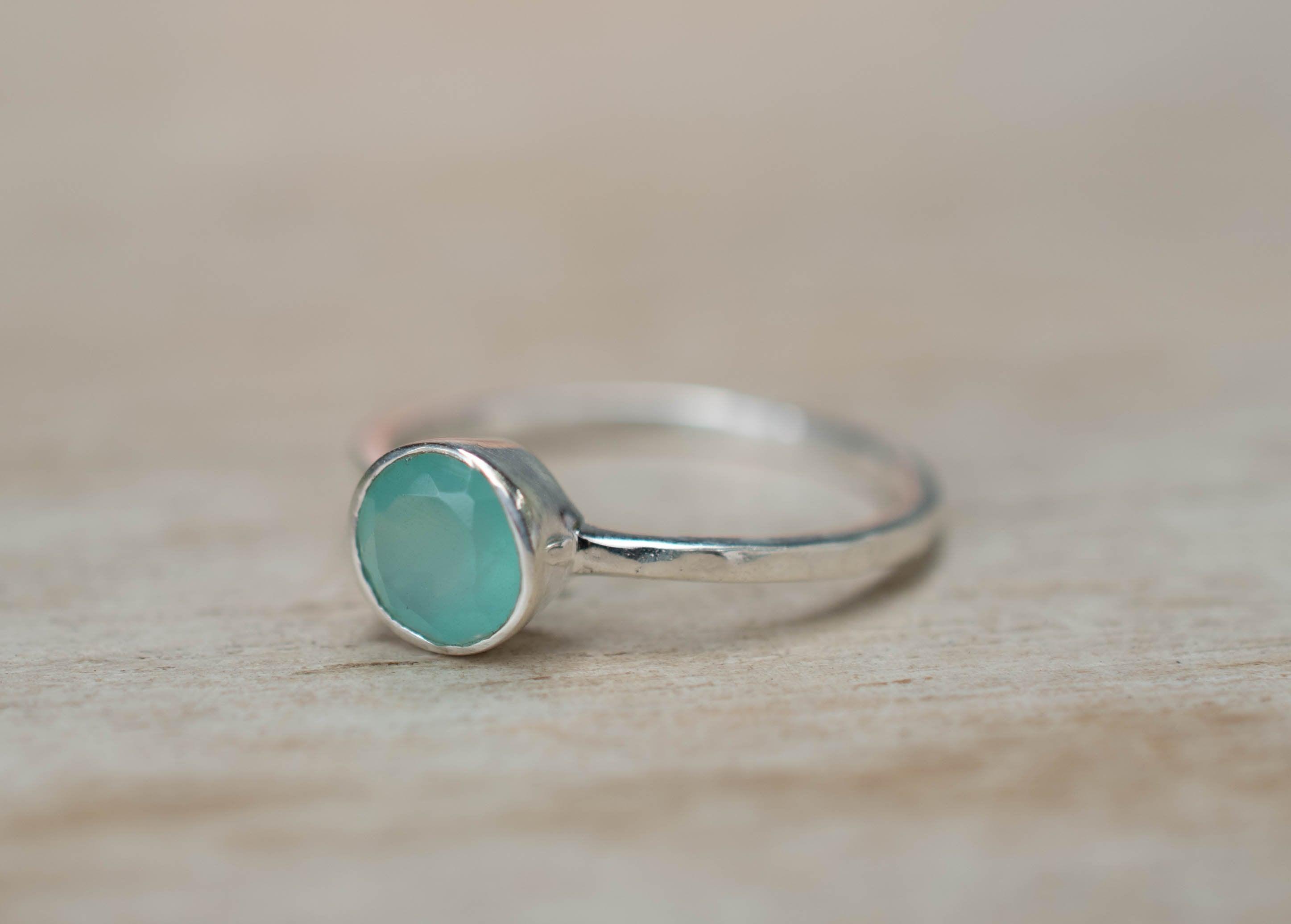 Aqua Chalcedony Ring ~ Delicate ~ Sterling Silver 925 ~ Handmade ~ Gemstone~Statement ~Everyday~ Hippie~Bohemian~Stackable MR241