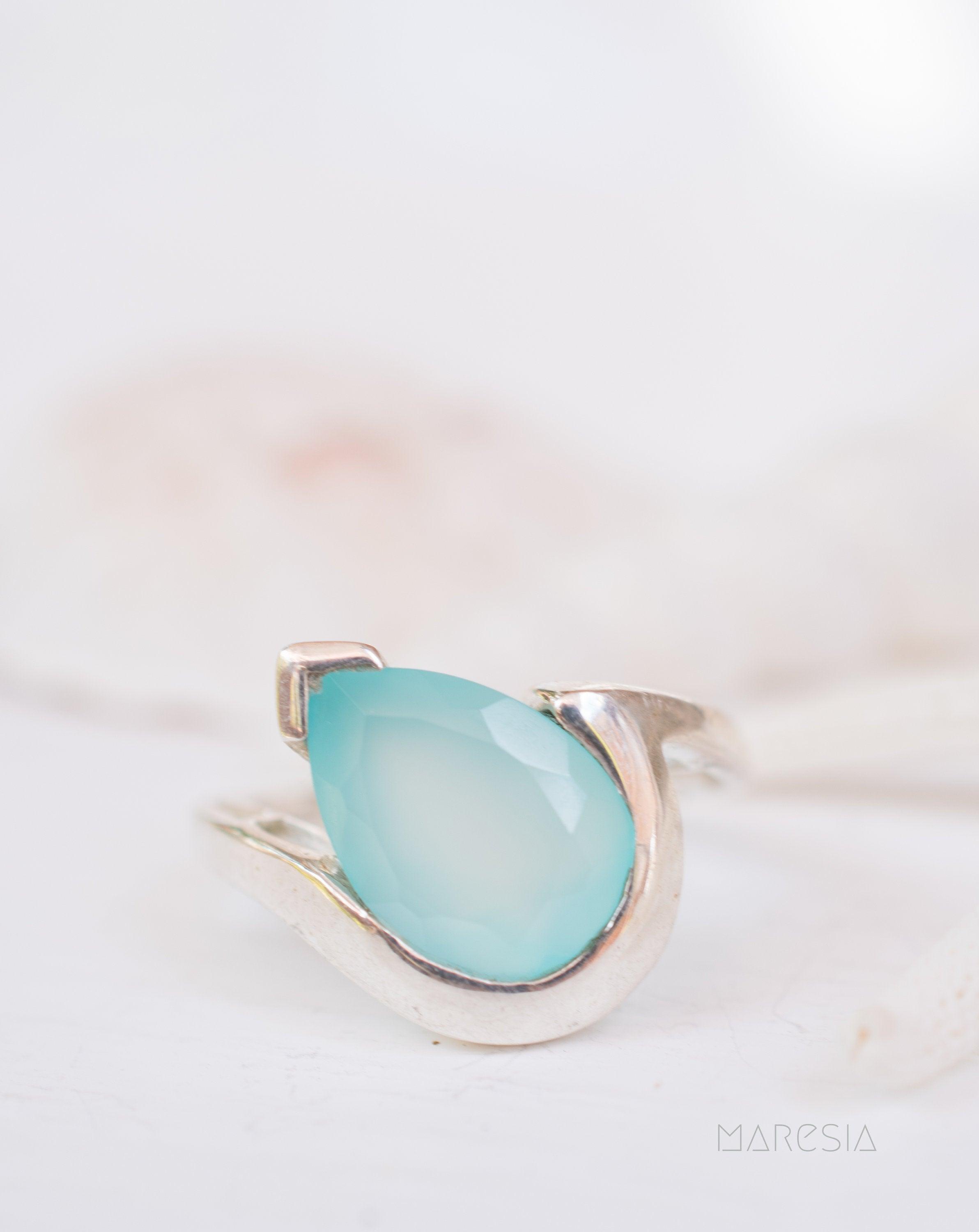 Aqua Chalcedony Ring ~ Sterling Silver 925 ~MR270 - Maresia Jewelry