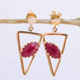 Aqua Chalcedony, Ruby, Blue Chalcedony, Rose quartz Triangle Earrings ~ Gold Vermeil (Gold Plated over Sterling Silver) ~ME061 - Maresia Jewelry