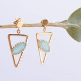 Aqua Chalcedony, Ruby, Blue Chalcedony, Rose quartz Triangle Earrings ~ Gold Vermeil (Gold Plated over Sterling Silver) ~ME061 - Maresia Jewelry
