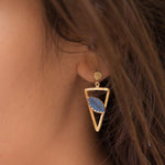 Aqua Chalcedony, Ruby, Blue Chalcedony, Rose quartz Triangle Gold Vermeil Earrings ~ ME061 - Maresia Jewelry