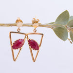 Aqua Chalcedony, Ruby, Blue Chalcedony, Rose quartz Triangle Gold Vermeil Earrings ~ ME061 - Maresia Jewelry