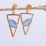 Aqua Chalcedony, Ruby, Blue Chalcedony, Rose quartz Triangle Gold Vermeil Earrings ~ ME061 - Maresia Jewelry