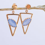 Aqua Chalcedony, Ruby, Blue Chalcedony, Rose quartz Triangle Gold Vermeil Earrings ~ ME061 - Maresia Jewelry