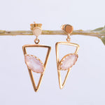 Aqua Chalcedony, Ruby, Blue Chalcedony, Rose quartz Triangle Gold Vermeil Earrings ~ ME061 - Maresia Jewelry