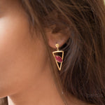 Aqua Chalcedony, Ruby, Blue Chalcedony, Rose quartz Triangle Gold Vermeil Earrings ~ ME061 - Maresia Jewelry
