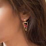 Aqua Chalcedony, Ruby, Blue Chalcedony, Rose quartz Triangle Gold Vermeil Earrings ~ ME061 - Maresia Jewelry