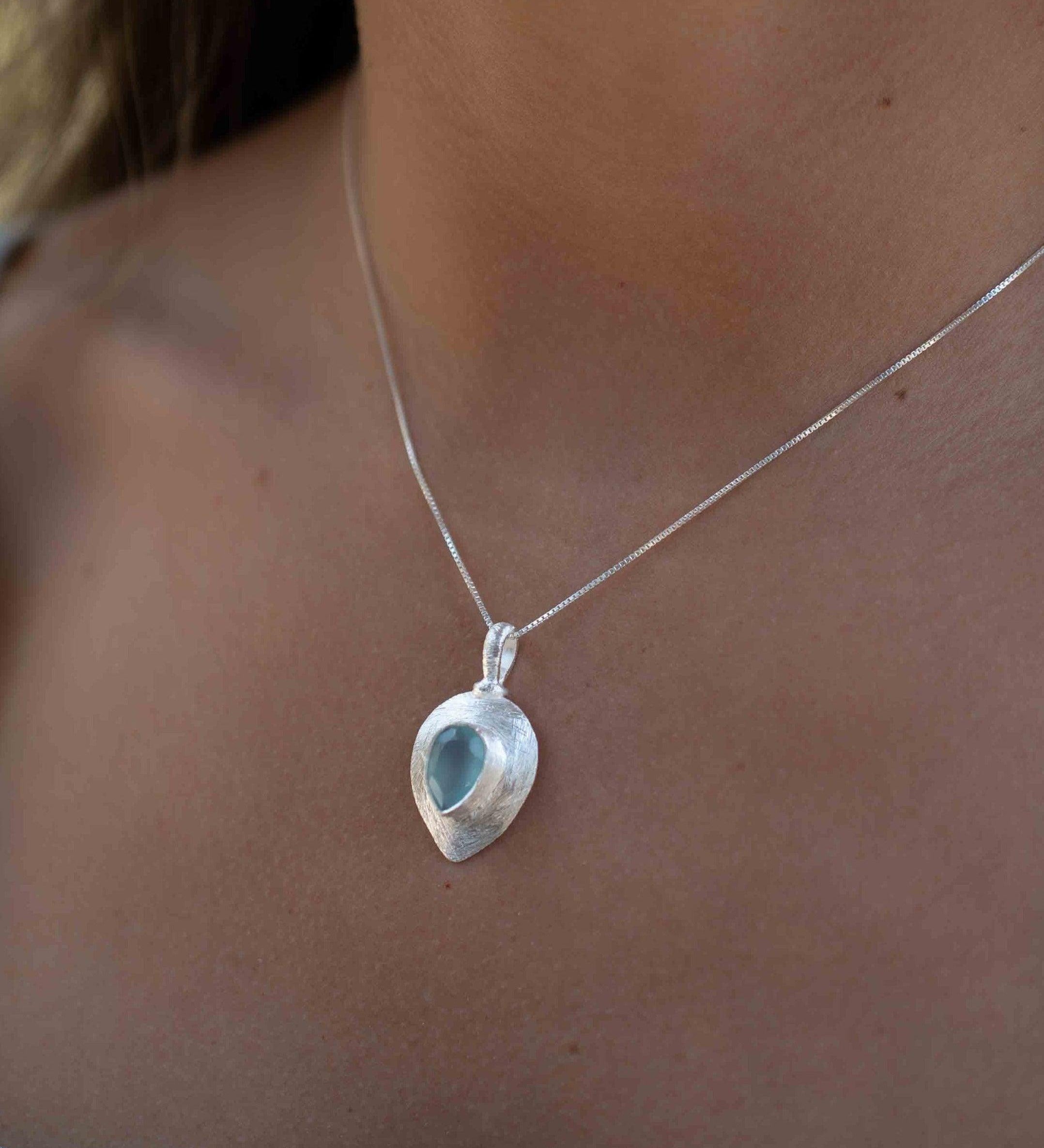 Labradorite, Aqua Chalcedony, Rose Quartz, Moonstone ~ Tear Drop ~ Sterling Silver ~ Charm ~ Layered ~ minimalist ~ delicate MP016