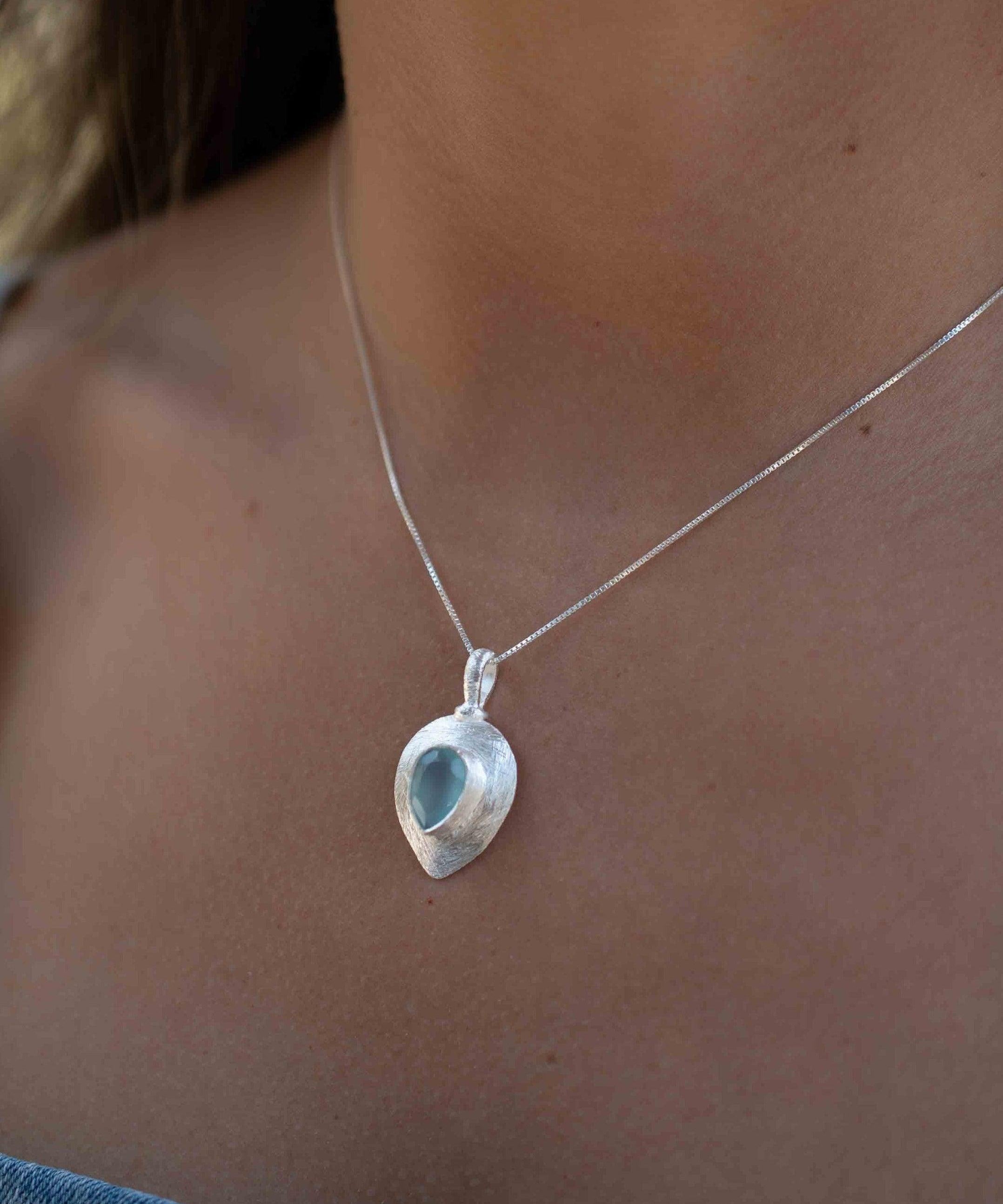 Labradorite, Aqua Chalcedony, Rose Quartz, Moonstone ~ Tear Drop ~ Sterling Silver ~ Charm ~ Layered ~ minimalist ~ delicate MP016