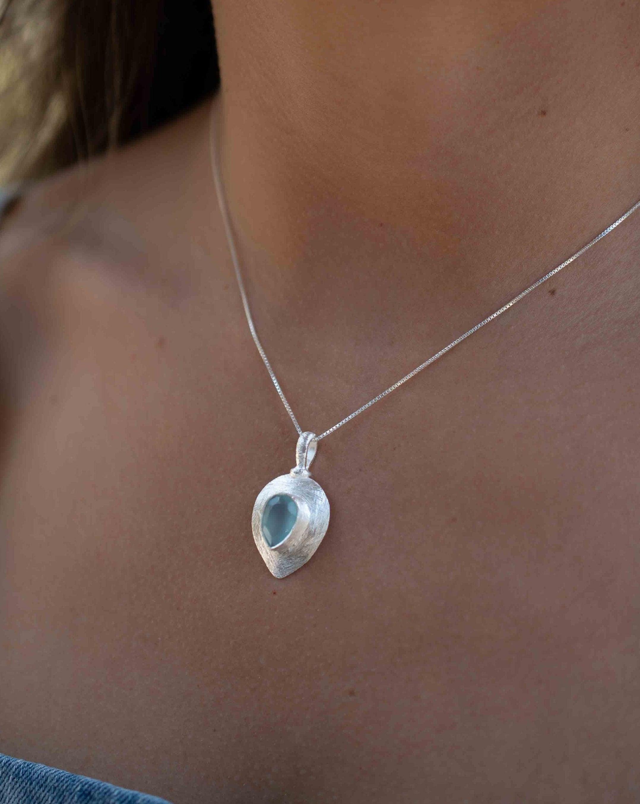 Labradorite, Aqua Chalcedony, Rose Quartz, Moonstone ~ Tear Drop ~ Sterling Silver ~ Charm ~ Layered ~ minimalist ~ delicate MP016
