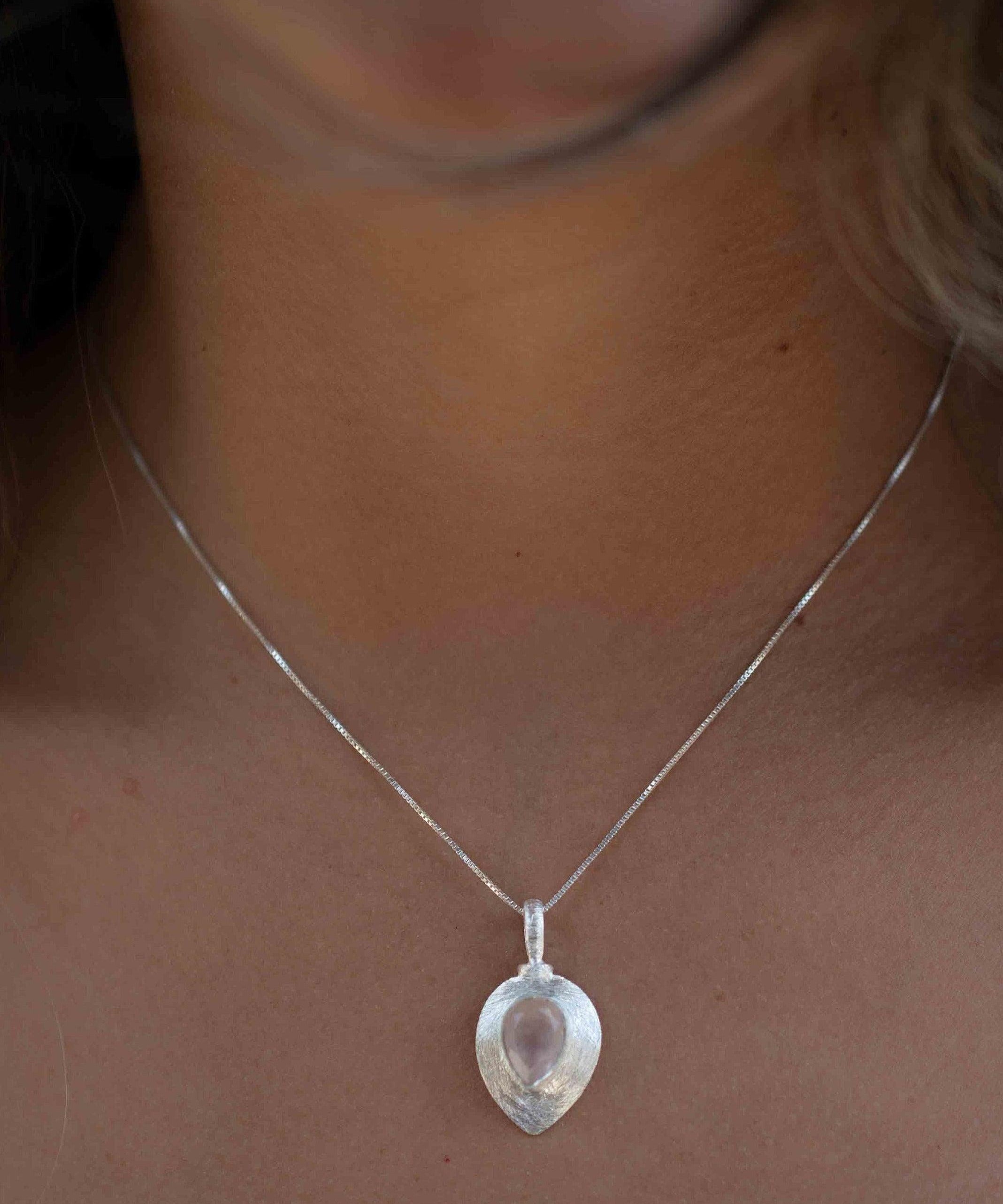 Labradorite, Aqua Chalcedony, Rose Quartz, Moonstone ~ Tear Drop ~ Sterling Silver ~ Charm ~ Layered ~ minimalist ~ delicate MP016