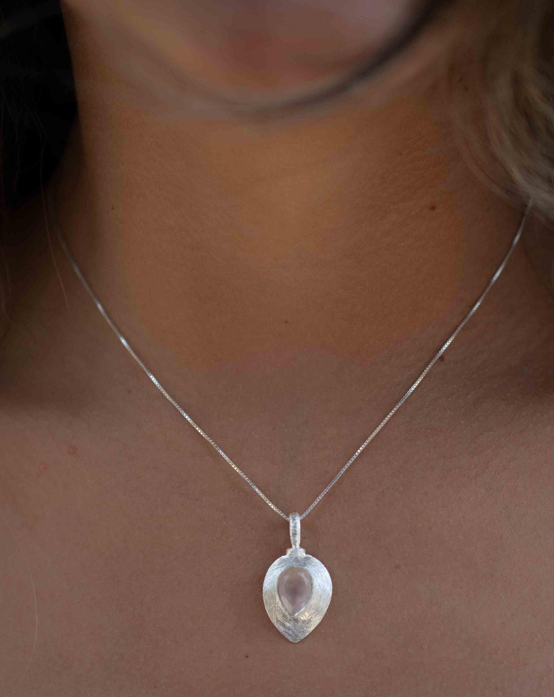 Labradorite, Aqua Chalcedony, Rose Quartz, Moonstone ~ Tear Drop ~ Sterling Silver ~ Charm ~ Layered ~ minimalist ~ delicate MP016