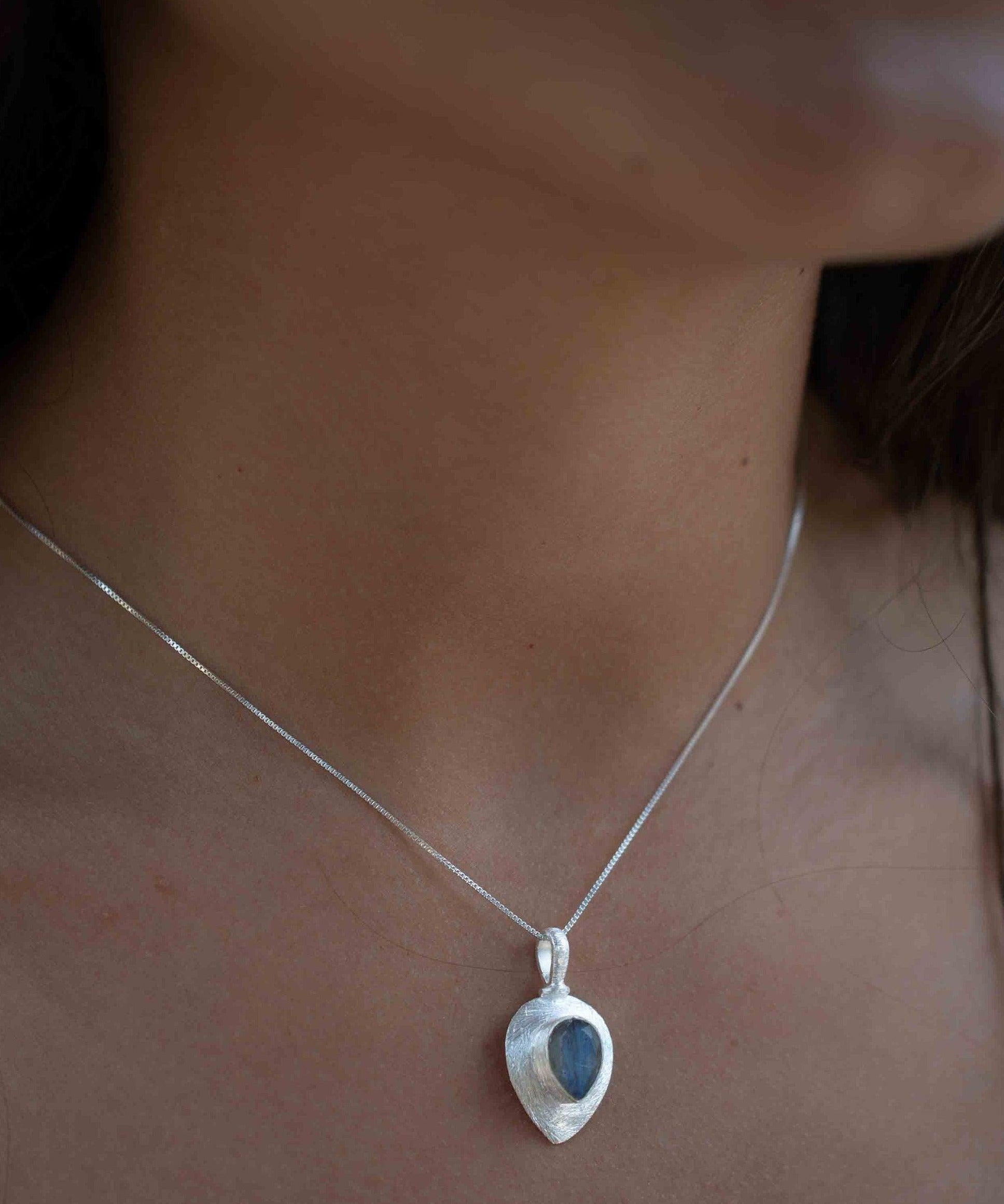 Labradorite, Aqua Chalcedony, Rose Quartz, Moonstone ~ Tear Drop ~ Sterling Silver ~ Charm ~ Layered ~ minimalist ~ delicate MP016