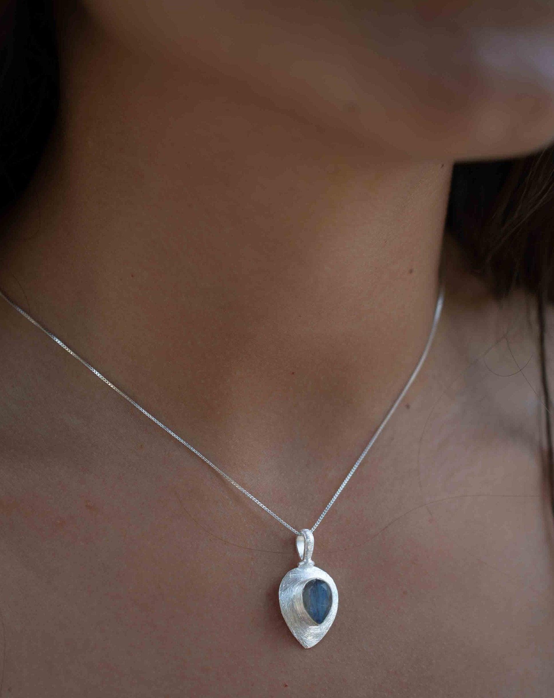 Labradorite, Aqua Chalcedony, Rose Quartz, Moonstone ~ Tear Drop ~ Sterling Silver ~ Charm ~ Layered ~ minimalist ~ delicate MP016