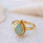 Aqua Chalcedony Gold Ring ~ Tear Drop Ring Delicate ~ 18k Gold Plated~Handmade~Gemstone~Statement~Everyday~Bohemian~ May Birthstone MR314