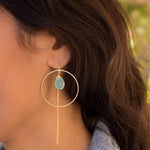 Aqua Chalcedony Threader Earrings ~ 18k Gold Plated Earrings ~ ME107 - Maresia Jewelry