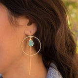 Aqua Chalcedony Threader Earrings ~ 18k Gold Plated Earrings ~ ME107 - Maresia Jewelry