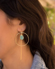 Aqua Chalcedony Threader Earrings ~ 18k Gold Plated Earrings ~ ME107 - Maresia Jewelry