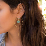 Aqua Chalcedony Threader Earrings ~ 18k Gold Plated Earrings ~ ME107 - Maresia Jewelry