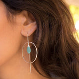 Aqua Chalcedony Threader Earrings ~ Silver Plated Earrings ~ ME106 - Maresia Jewelry