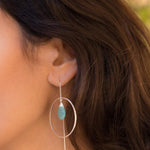 Aqua Chalcedony Threader Earrings ~ Silver Plated Earrings ~ ME106 - Maresia Jewelry