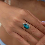 Azurite Tear Drop Ring ~ Gemstone ~ Natural ~ Sterling Silver 925~ Jewelry ~ Handmade ~ MR261